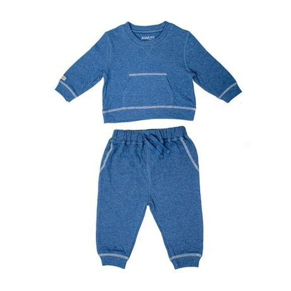 Juddlies Designs - Baby, Toddler - Breath-Eze Collection - 2 Piece Cotton Jogger Set - Denim Fleck