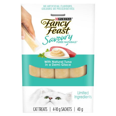 Fancy Feast Savoury Puree Naturals with Natural Tuna in a Demi-Glace, Cat Treats 40 g, 40 g