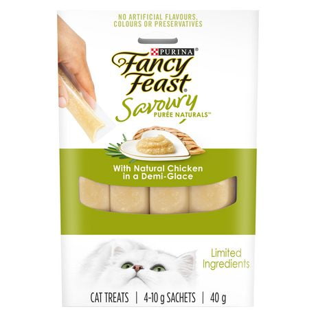 Fancy Feast Savoury Puree Naturals with Natural Chicken in a Demi-Glace, Cat Treats 40 g, 40 g