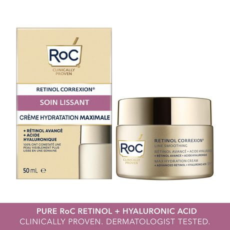 RoC - Retinol Correxion®️ - Crème Hydratation Maxi + Rétinol avancé + Acide hyaluronique Soin Lissant (50 ml) Crème Hydratation