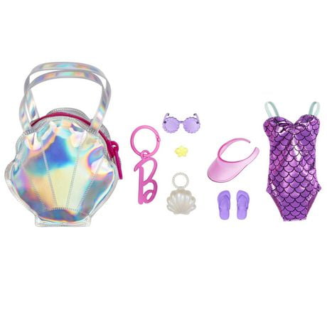 Barbie Clothes, Deluxe Bag with Swimsuit and Themed Accessories ...