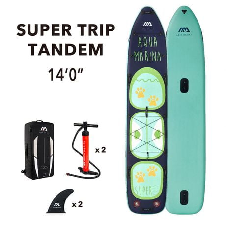 Aqua Marina - SUPER TRIP 14'0 Tandem Family Planche de Stand Up Paddle Gonflable (iSup)