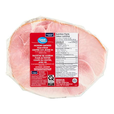 Great Value Hickory Smoked Ham Steak, Centre Cut, Bone-In, 1 steak ...