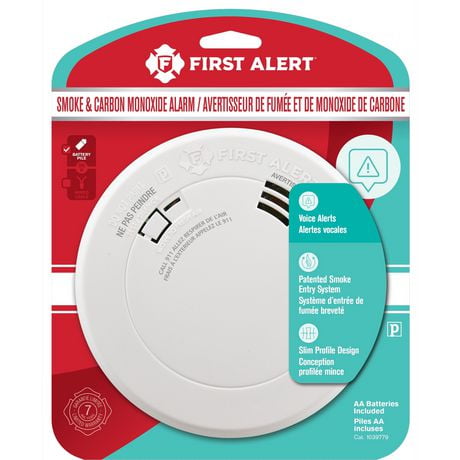 First Alert PRC700VA Battery Powered Slim Smoke & Carbon Monoxide Detector with Voice Location and Photoelectric Sensor, RC700VA COMBO