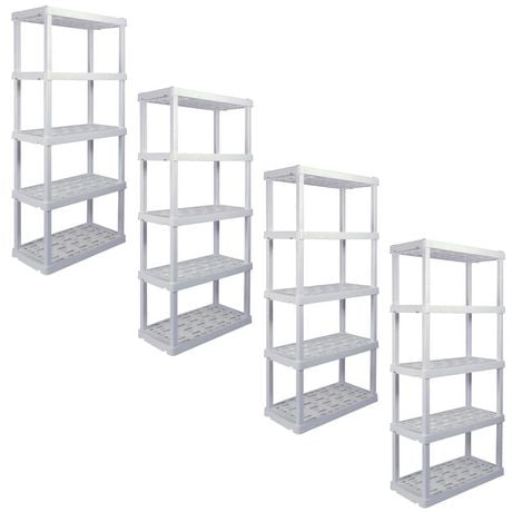 Hyper Tough 74"H X 18"D X 36"W 5 Shelf Plastic Garage Shelves, Pack Of ...