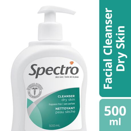 Spectro Facial Cleanser for Dry Skin, Fragrance and Dye Free, Pump Dispenser, 500 ml Fragrance Free