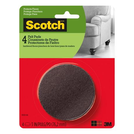 Scotch® Round Felt Pads, SP808-NA, Brown