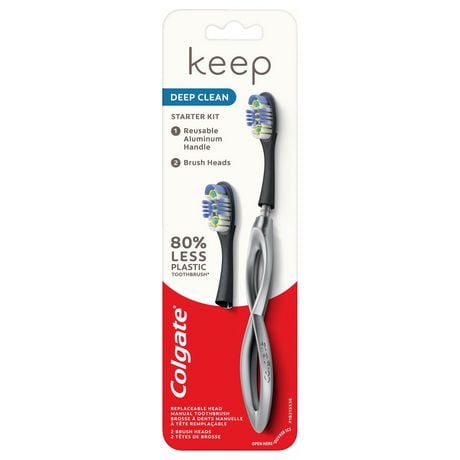 Colgate Keep Soft Manual Toothbrush for Adults with 2 Deep Clean Floss Tip Brush Heads, Silver (B08QQZBB4F)