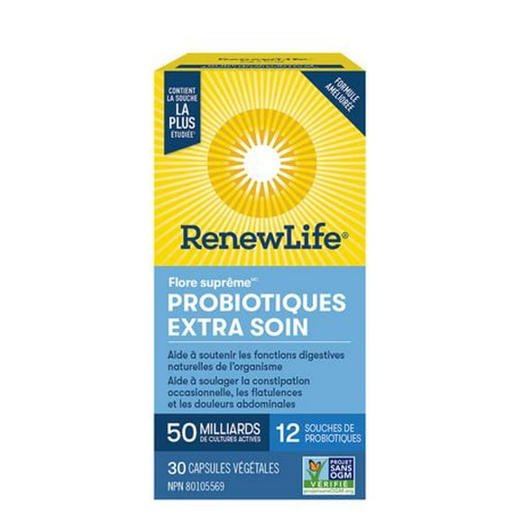 Renew Life ® Ultimate Flora® Extra Care ™ Probiotic, 50 Billion Active Cultures, 30 Vegetarian capsules, Support your digestive health