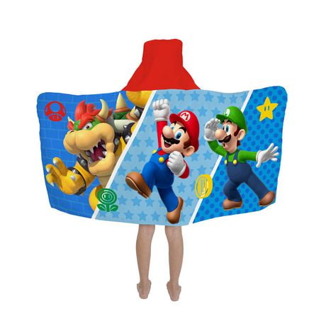 Super Mario "Fun For Us" Hooded Towel Wrap, Super Mario Hooded Towel