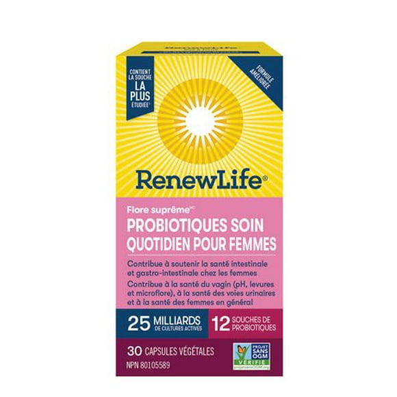 Renew Life® Ultimate Flora® Women's Daily Care™ Probiotic, 25 Billion Active Cultures, 30 Vegetarian capsules, Support your vaginal health.