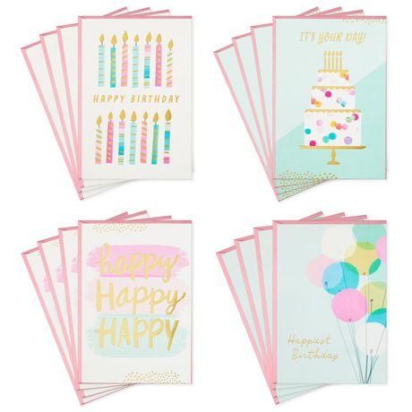 Hallmark Birthday Cards Assortment, (Cake, Candles, Balloons), 16 Cards ...