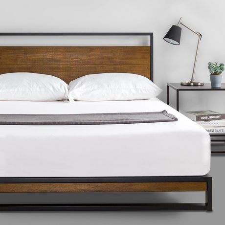 Zinus Ir Metal And Wood Platform, Can You Put A Metal Box Spring On Wood Bed Frame