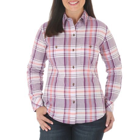 Riders by Lee Women's Long Sleeve Convertible Plaid Woven Shirt ...