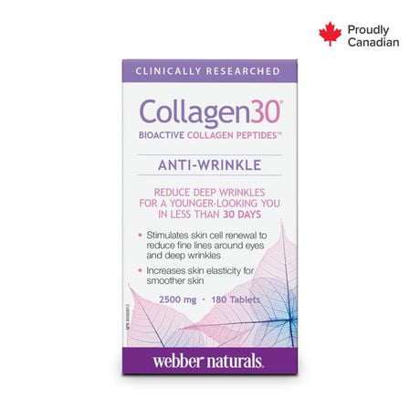Webber Naturals  Collagen30 Anti-rides  Bioactive Collagen Peptides 180 comprimés