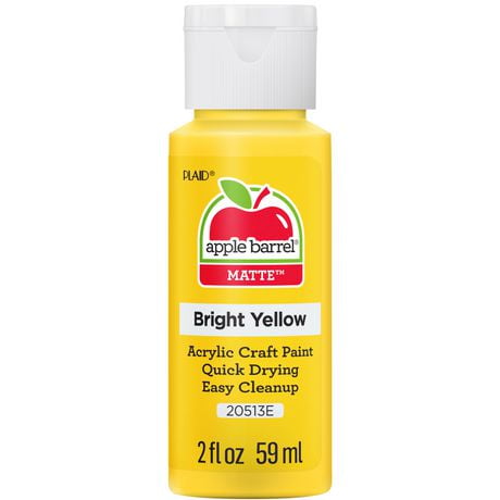 Apple Barrel Colors, 2 oz., Bright Yellow, 2 oz Matte Acrylic Paint