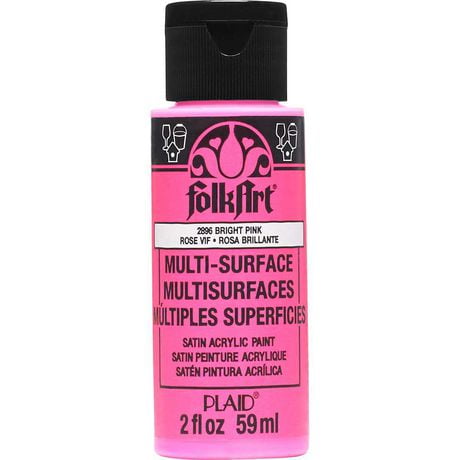 FolkArt Multi Surface Satin Acrylic Paint 2 Oz Bright Pink Walmart   6000200667180 