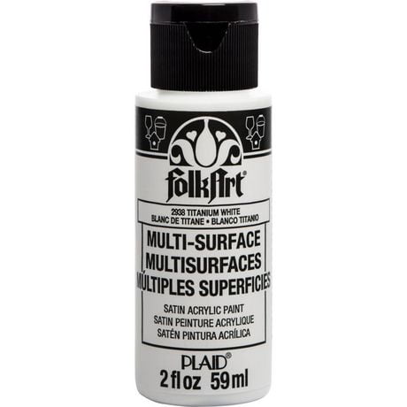 FolkArt Multi-Surface Satin Acrylic Paint, 2 oz., Titanium White, FolkArt Multi-Surface Paint