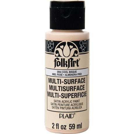 FolkArt Multi-Surface Satin Acrylic Paint, 2 oz., Cool Bisque, FolkArt Multi-Surface Paint