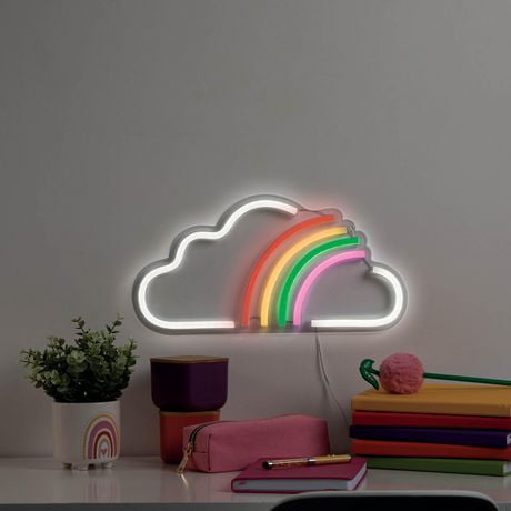 Merkury Innovations 15" Rainbow Cloud LED Neon Wall Sign, Rainbow Cloud LED Neon Wall Sign