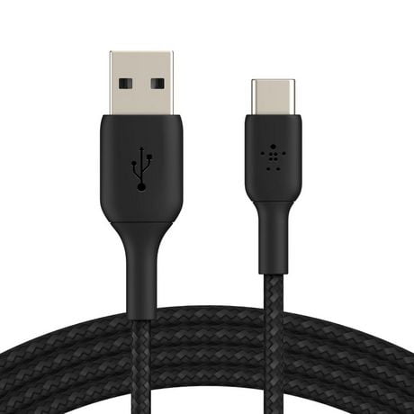 Belkin 3.3ft Braided USB-C Cable, Boost Charge USB-C to USB Cable, USB Type-C Cable, Compatible with Samsung Galaxy S23, S23+, Note20, Pixel 6, Pixel 7, iPad Pro, Nintendo Switch and More - Black, USB-C Cable 3ft