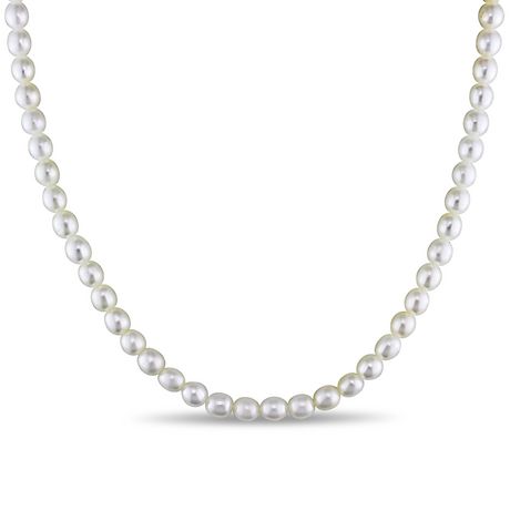 miabella 6mm silvertone strand freshwater cultured pearl necklace