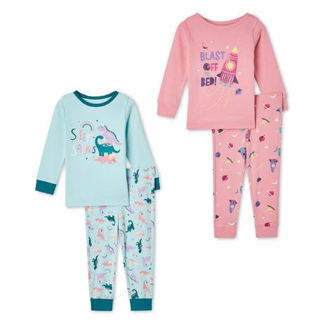 George Baby Girls' Rib Pajamas 4-Piece Set | Walmart Canada