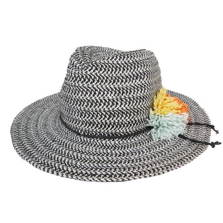 brim pompom straw fedora tone george wide