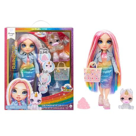 Rainbow High Amaya (Rainbow) with Slime Kit & Pet - Rainbow 11” Shimmer Doll, SHIMMERS IN RAINBOW COLORS