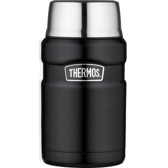 Thermos Vacuum Insulated Stainless King 24 Oz Food Jar, Jar, Matte Black and Steel