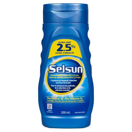 Selsun 2,5% Extra Strength -traitement des pellicules, séborrhée et pityriasis versicolor - Enrichi en pro-vitamine B5 pour cheveux sains et brillants 200 ml