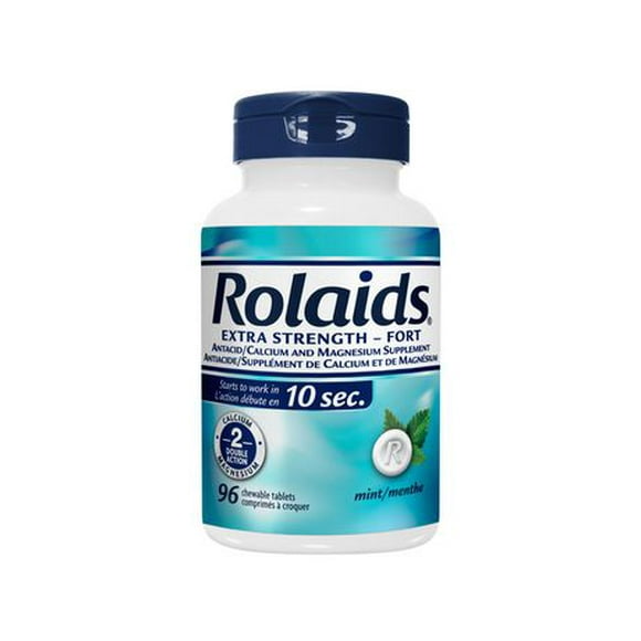 Rolaids Extra Strength Antacid, Mint Flavour, 96 Count, Fast & Effective Relief of Heartburn, 96 tablets