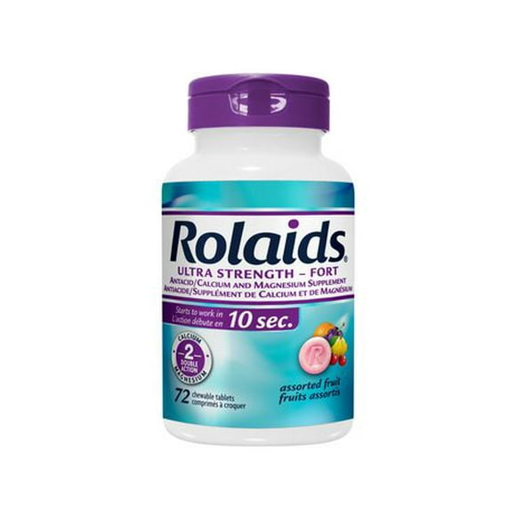 Rolaids Ultra Strength Antacid, Fruit Flavour, 72 Count, Fast & Effective Relief of Heartburn, 72 tablets