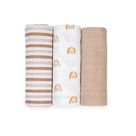 Lulujo - Nourrisson, bébé, nourrisson - Couvertures de réception en mousseline de coton - Paquet de 3