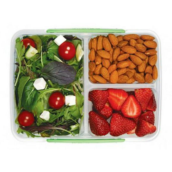 Sistema To Go Multi Split Food Storage Container, Clear with Coloured Clips, 820 ml
