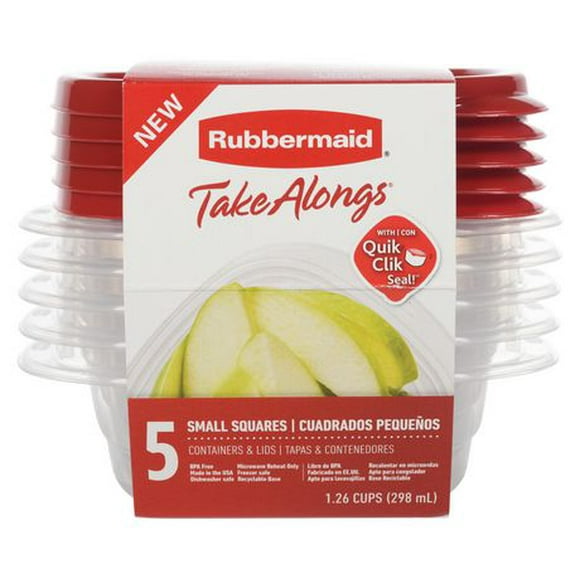 Rubbermaid TakeAlongs Food Storage Containers, Set of 5, 298ml / 1.26 cup