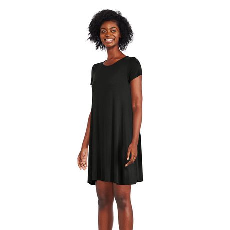 black jersey swing dress