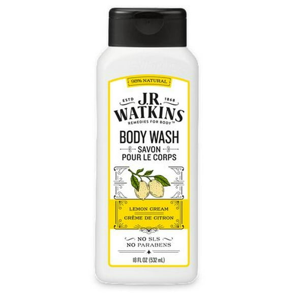 J.R Watkins Lemon Cream Daily Moisturizng Body Wash, 18 FL. OZ. (532 mL)