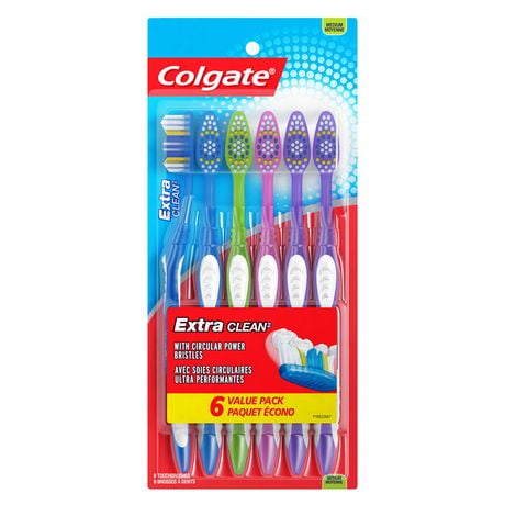 Brosse à dents moyenne Colgate Extra Clean - 6 pack 6 Pack