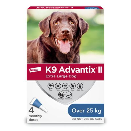 K9 Advantix II traitement contre les puces et les tiques pour chiens de très grande taille 4 doses