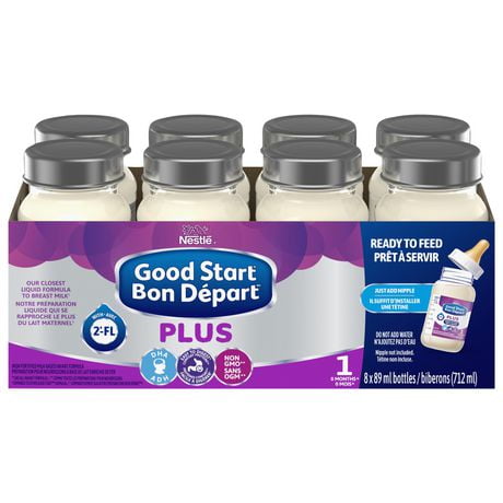 NESTLÉ® GOOD START® PLUS 1 Baby Formula, Ready-to-Feed Bottles 8 x 89 ml, 8 x 89 ML