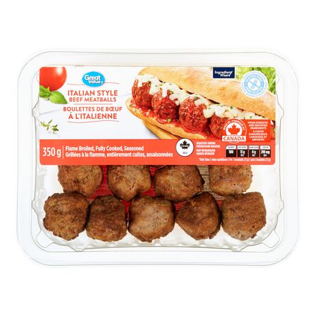 Great Value Italian Style Beef Meatballs, 350 g - Walmart.ca