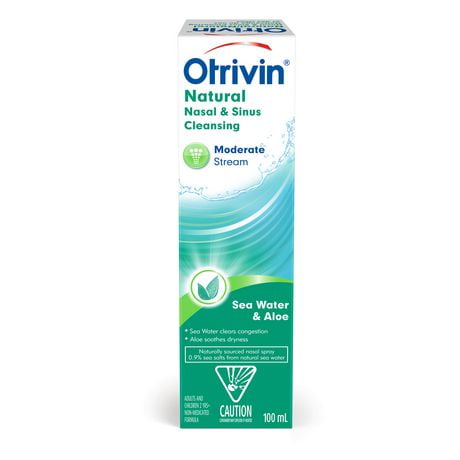 Otrivin Hydrating Nasal And Sinus Cleansing Saline, 100 mL Sea Water & Aloe Moderate Stream