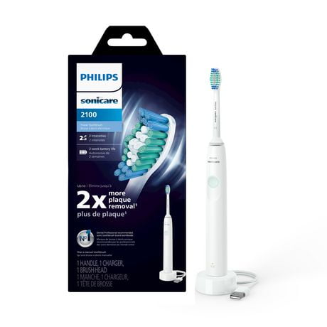 Brosse à dents électrique Philips Sonicare 2100, brosse à dents électrique rechargeable, blanche et menthe, HX3661/04 Brosse à dents électrique Philips Sonicare 2100