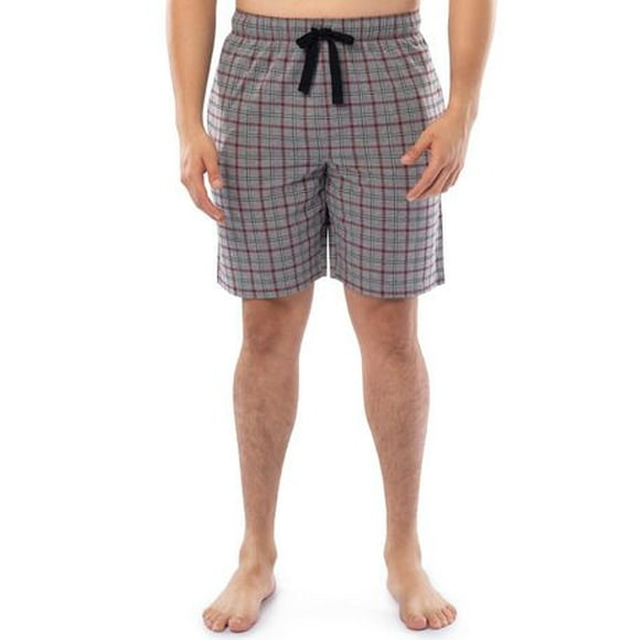 Short de pyjama pour hommes en jersey imprimé, gris et rouge