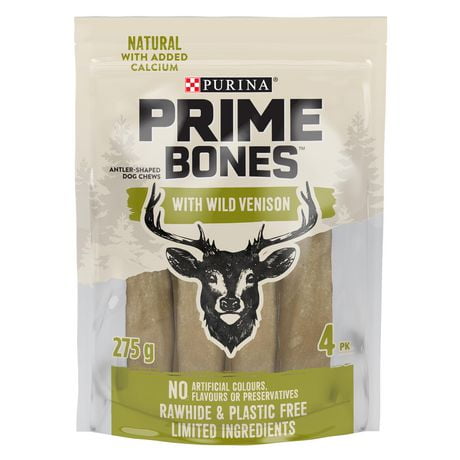 Prime Bones avec Venaison Sauvage Gâteries en Forme de Ramure pour Chiens 275-618g