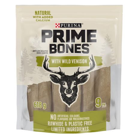 Prime Bones avec Venaison Sauvage Gâteries en Forme de Ramure pour Chiens 275-618g