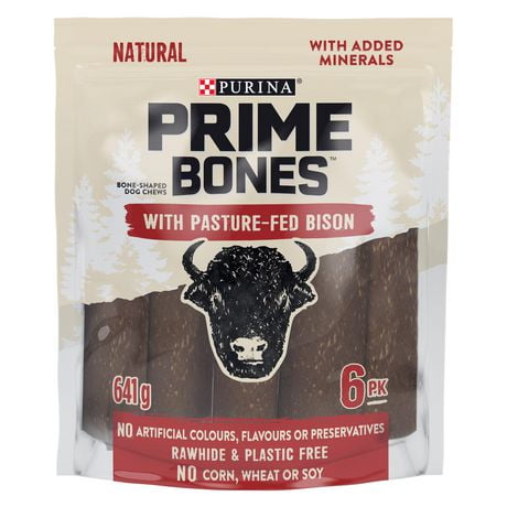 Prime Bones Bison Bone-Shaped Dog Chews, Dog Treats, 320-641 g