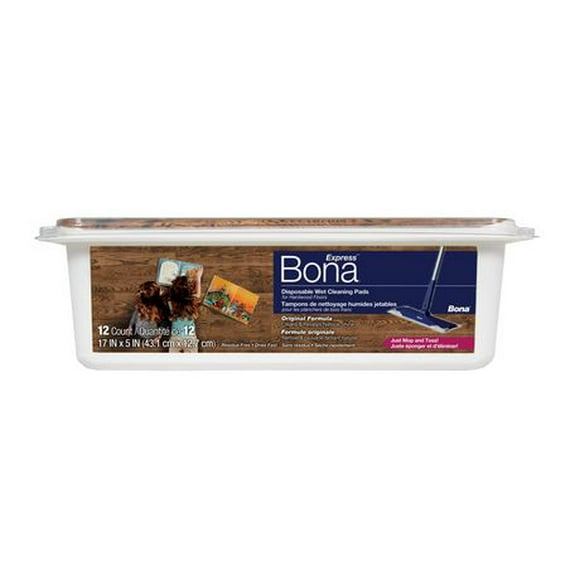 Bona Hardwood Floor Disposable Wet Cleaning Pads, 12 Count, Quick and Easy Cleaning
