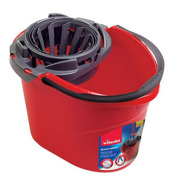 Vileda Quick Wring Bucket - Built-in Wringer, Fast Drying Floors, 10 L